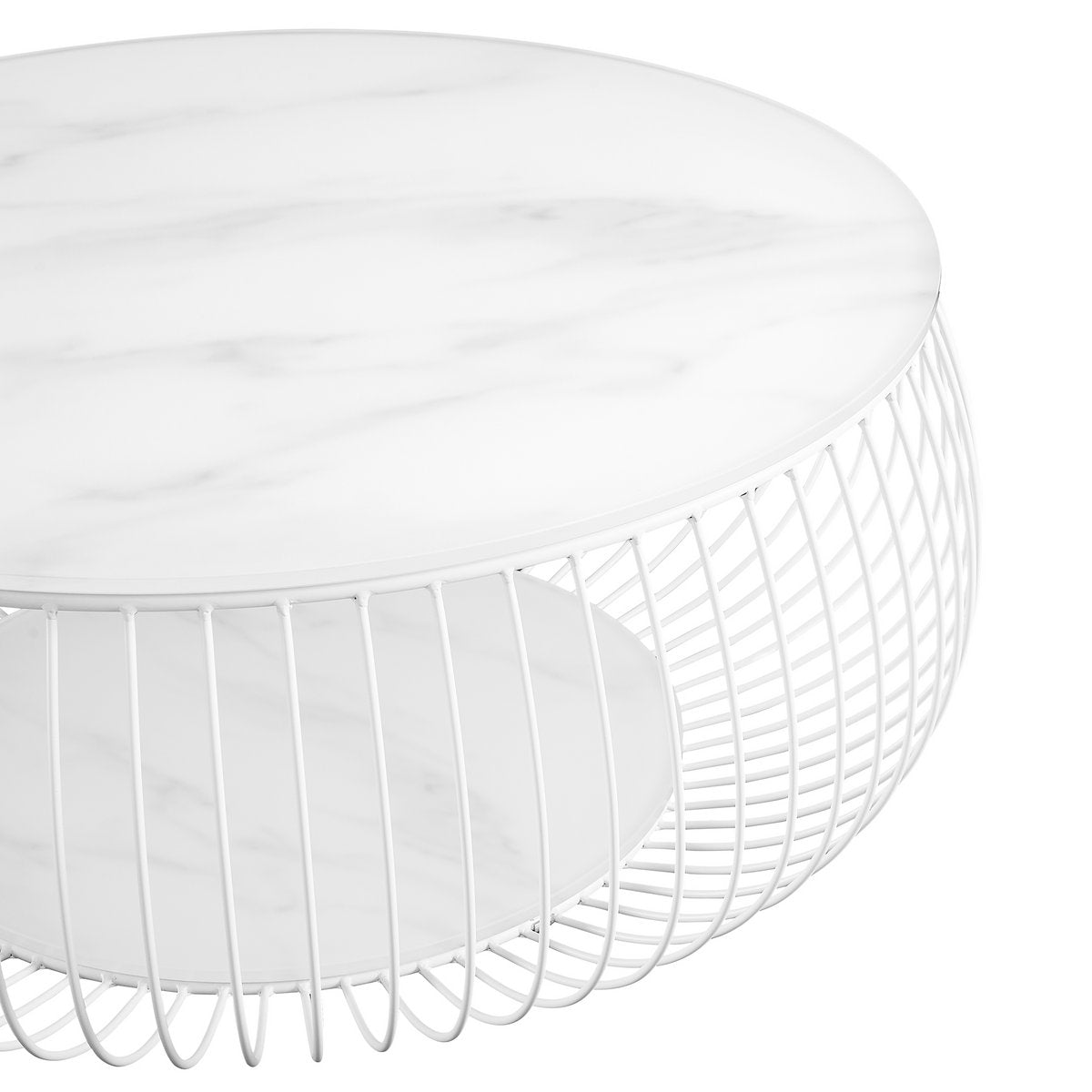 Salontafel rond Ø 86 cm wit glas