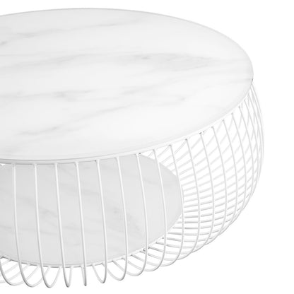 Salontafel rond Ø 86 cm wit glas