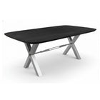Dining table 240x100 cm, 30 mm black mango top, X-steel frame antique silver