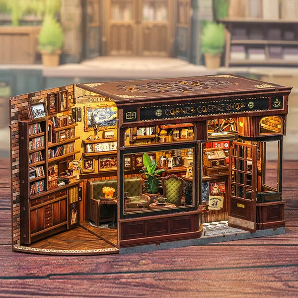 Doe-het-zelf huisje koffieshop 21x13x17 cm hout