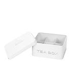 Theebox 6 compartimenten staal wit zilver 18x15.5x8 cm