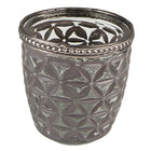 Theelichthouder 7x7 cm grijs glas