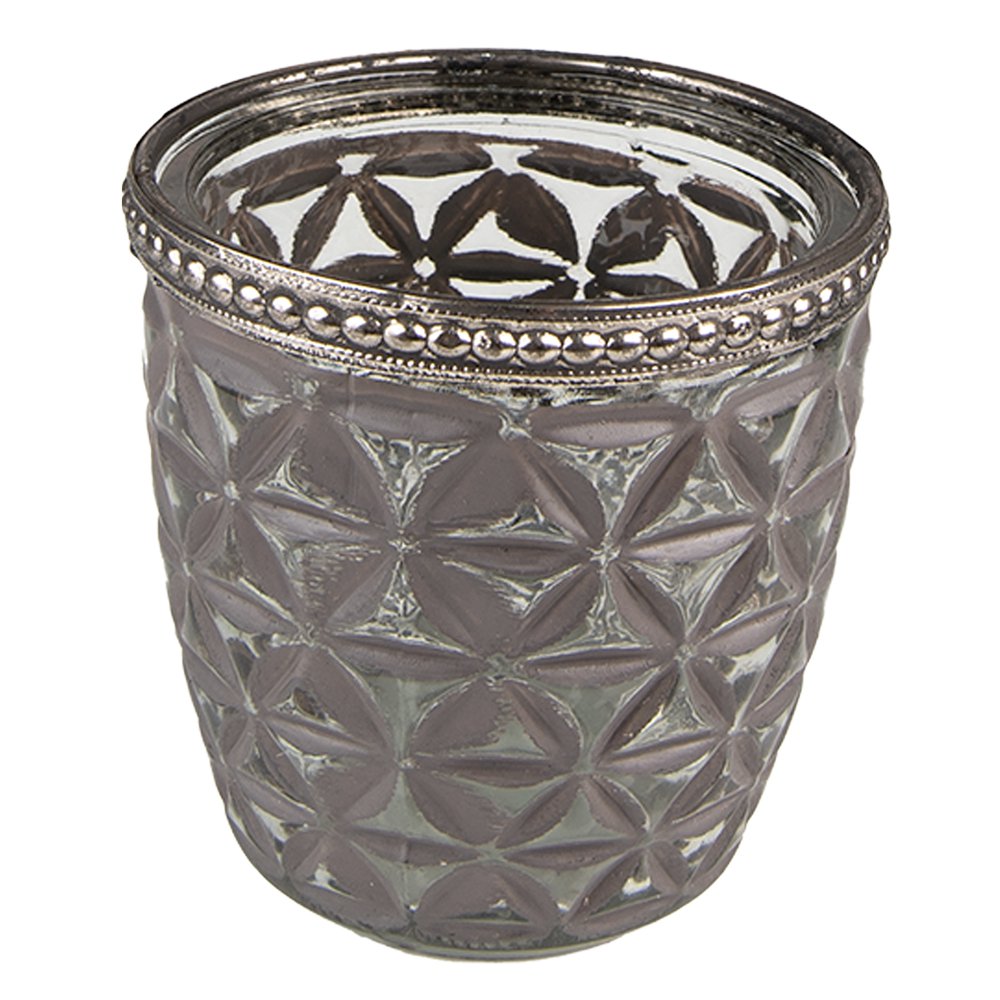 Theelichthouder 7x7 cm grijs glas