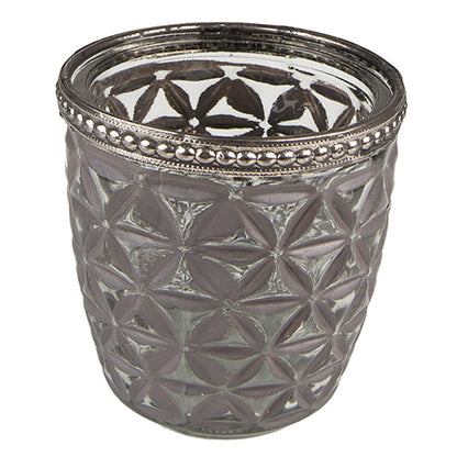 Theelichthouder 7x7 cm grijs glas