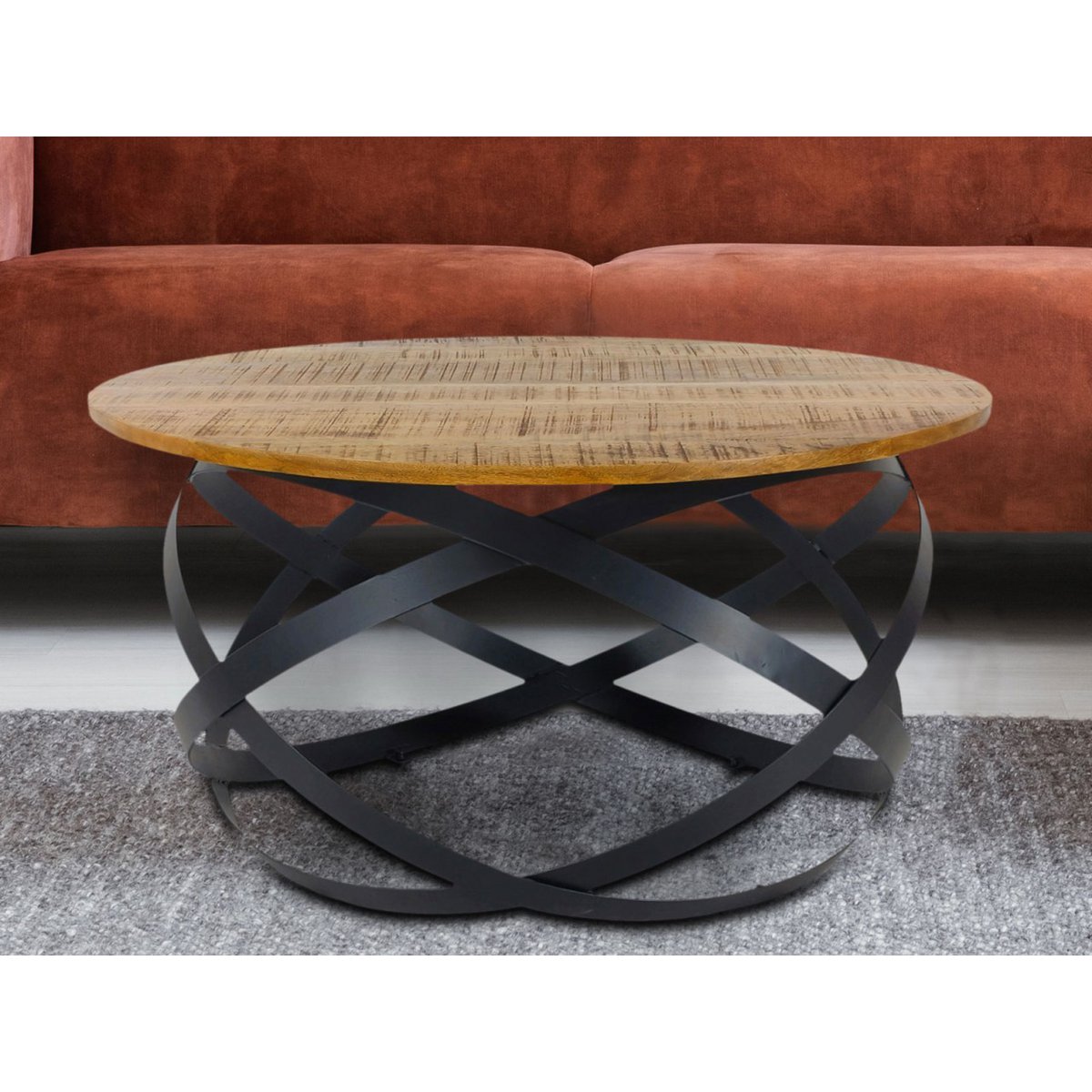Bijzettafel rond Ø 75 cm tabak metaal