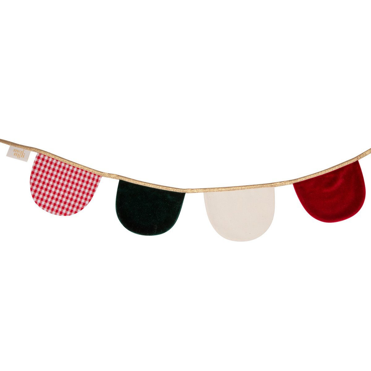 Fluwelen slinger halve manen rood 2,5 m