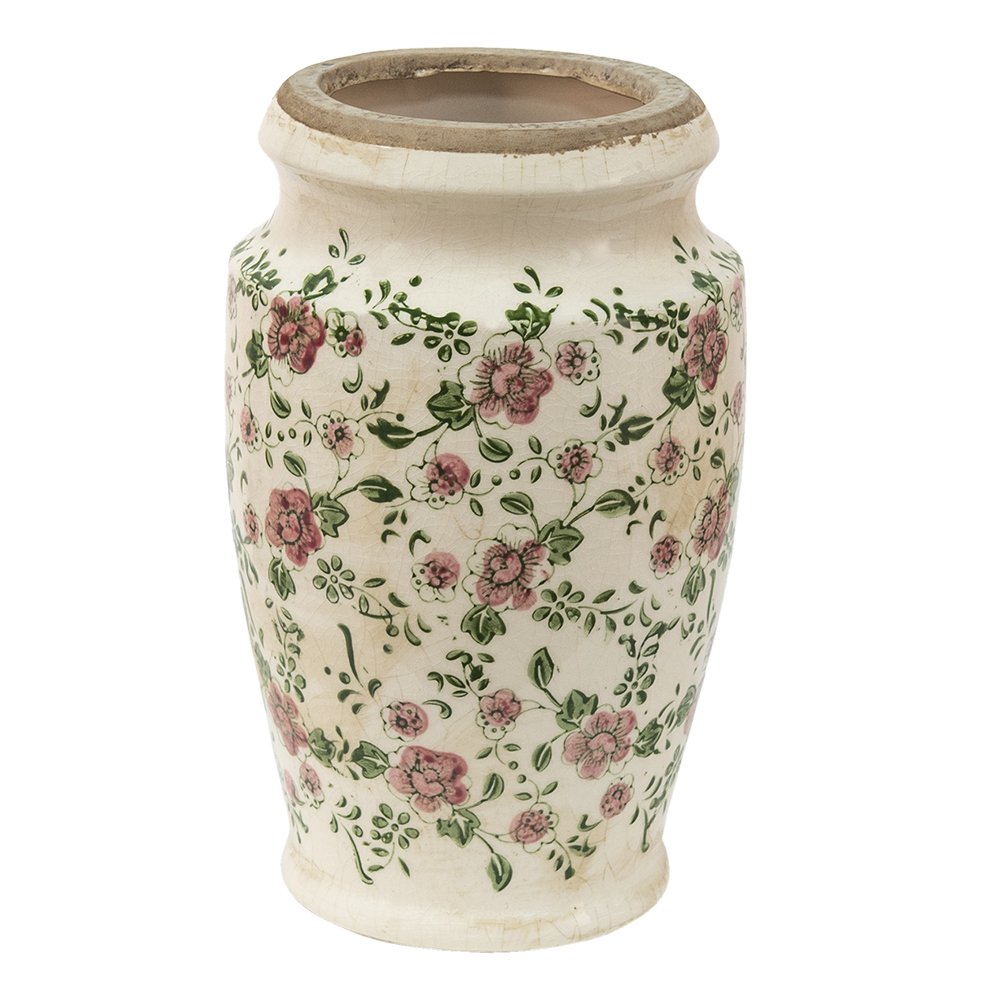 Vaas 15x26 cm roze beige keramiek