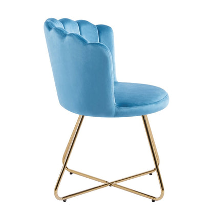 Kuipstoelen set van 2 blauw fluweel goud frame