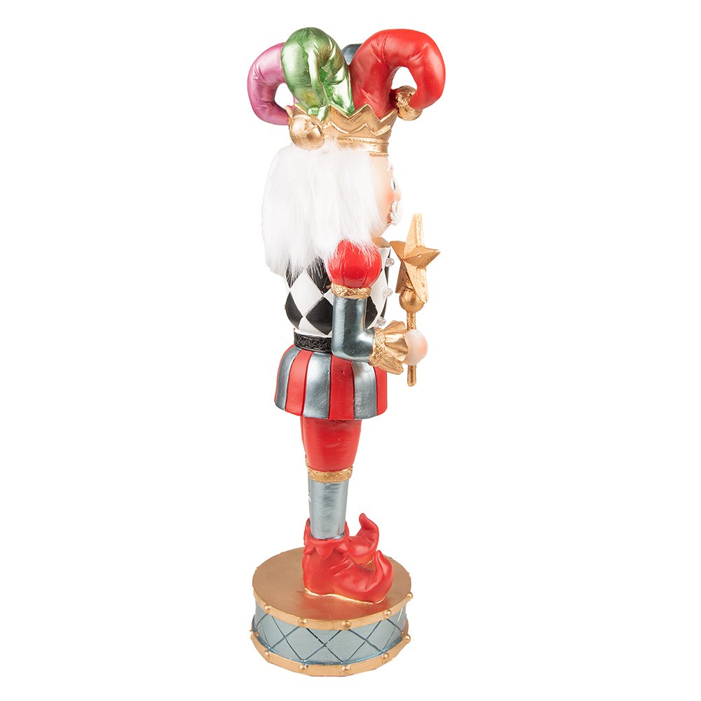Kerstdecoratie beeld Harlekijn 38 cm rood blauw kunststof