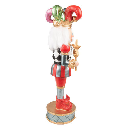 Kerstdecoratie beeld Harlekijn 38 cm rood blauw kunststof