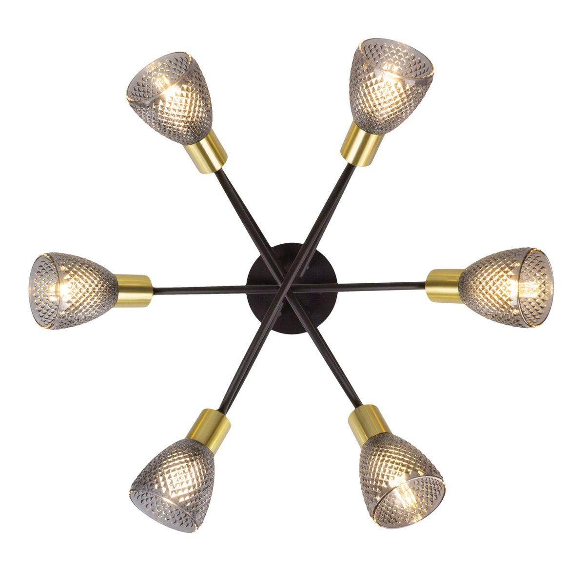 Plafondlamp 6 spots Lindita metaal glas 59x59x26 cm