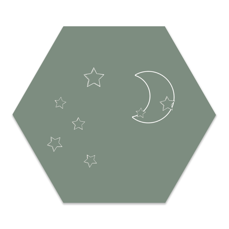 Muurdecoratie hexagon kinderkamer groen 24x20 cm