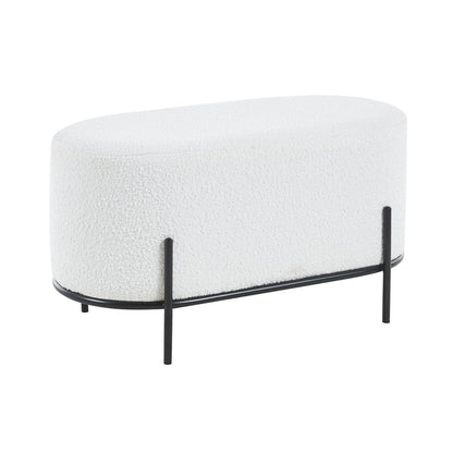 Kruk bouclé stof wit 80x40x42 cm metaal