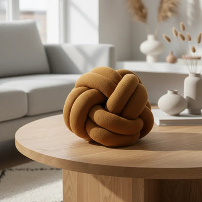 Mustard Knot Ball – Cushion – 30x30 cm – Urbane Hide