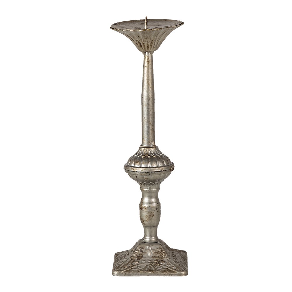 Kandelaar Ø 9x32 cm Zilverkleurig IJzer Kaarsenstandaard