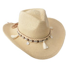 Women's Hat 58 cm Beige Paper Straw Shell Sun Hat
