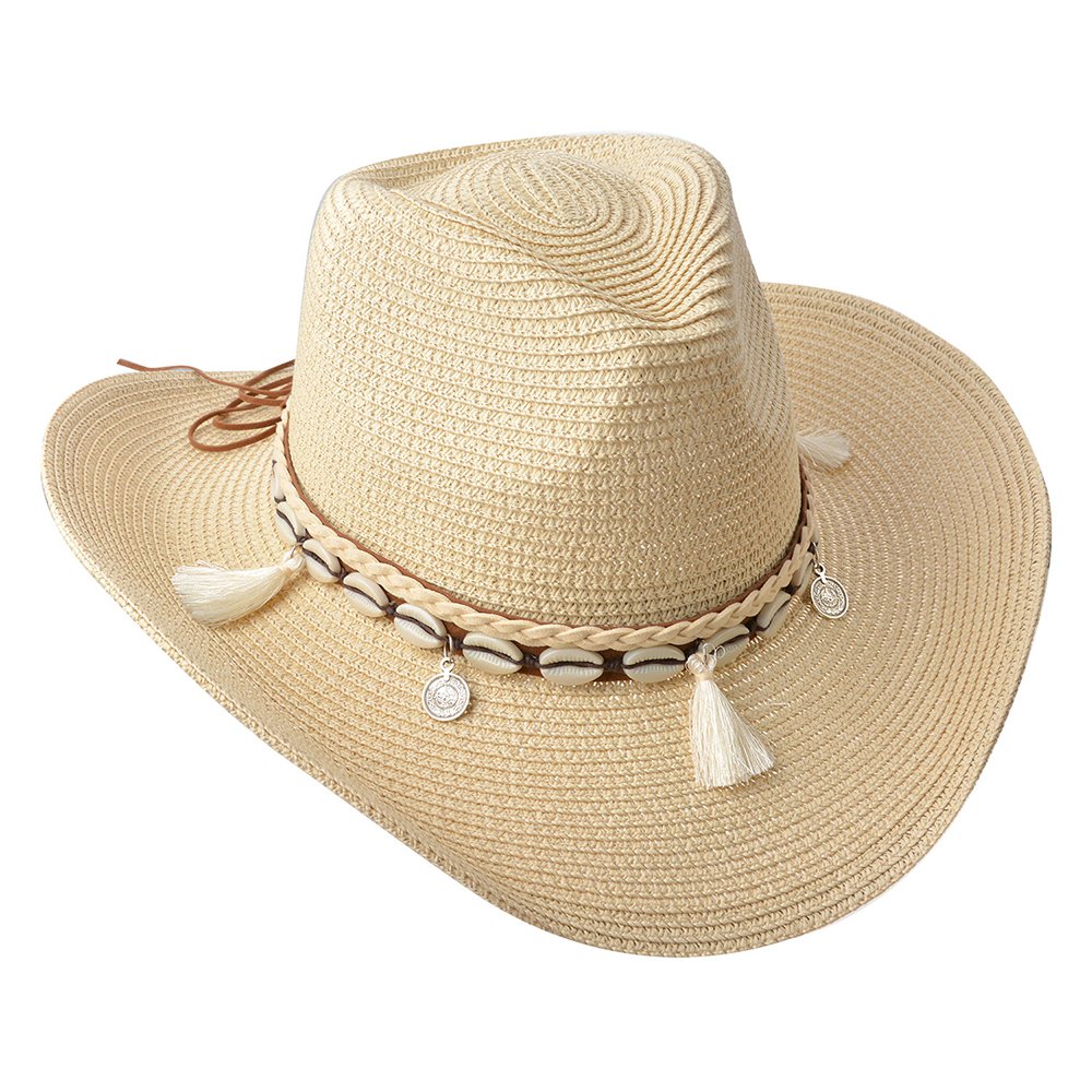 Women's Hat 58 cm Beige Paper Straw Shell Sun Hat