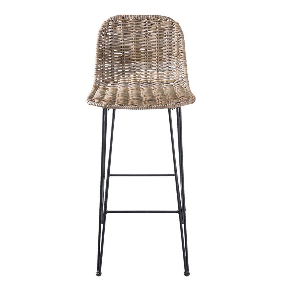 Barkruk 40x40x93 cm bruin rotan metaal