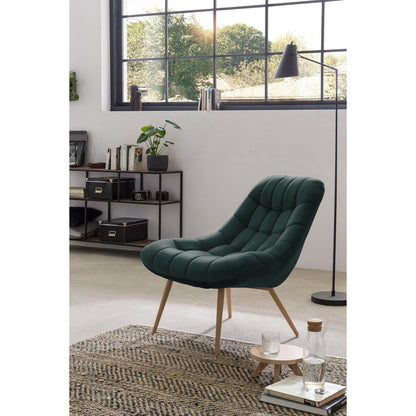 XXL armchair velvet green metal wood look