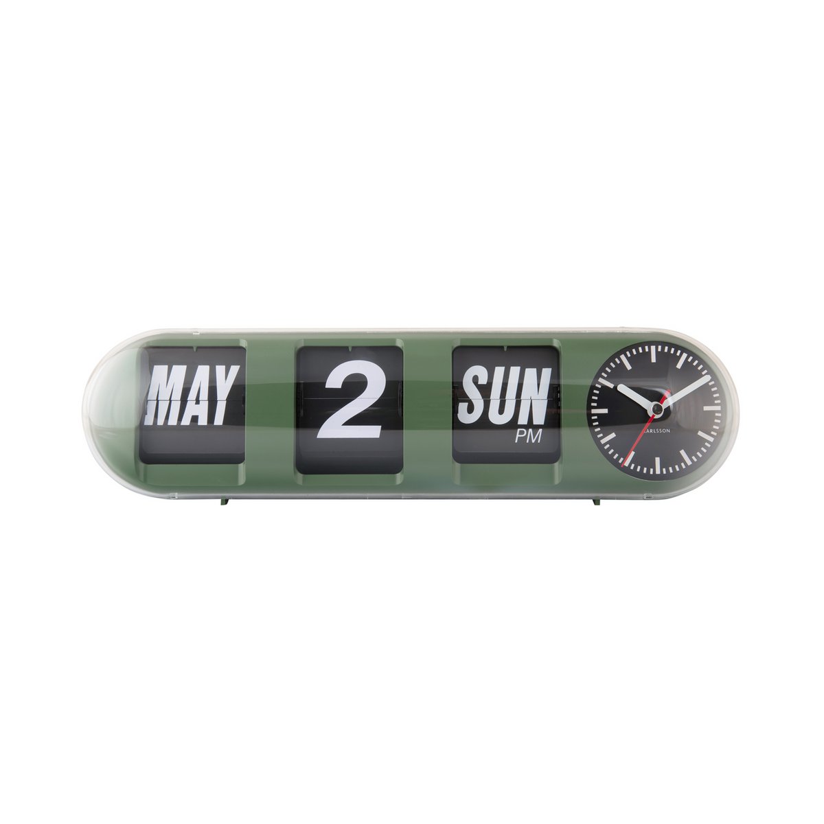 Wandklok Tube Flip 38 cm groen plastic