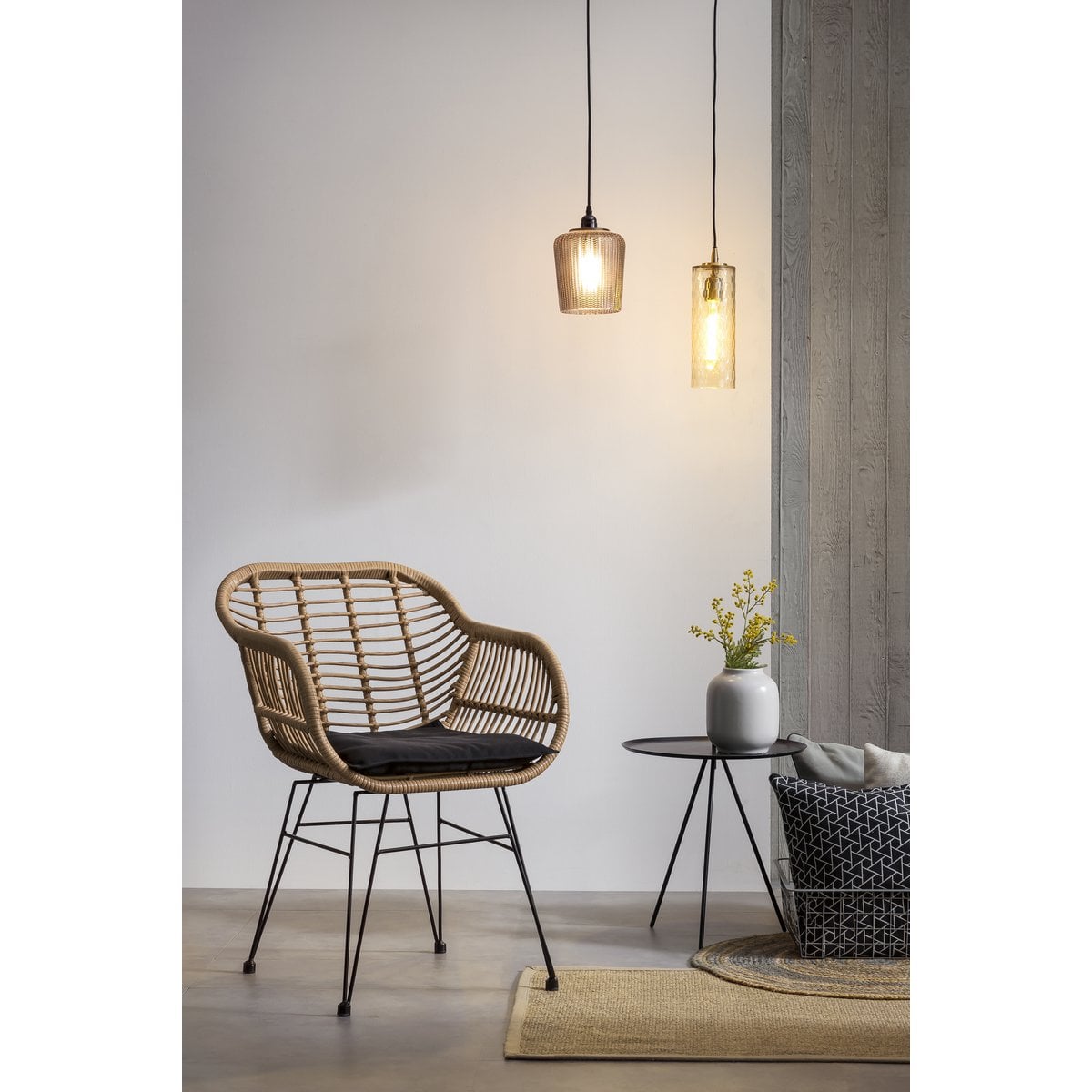 Set of 2 armchairs in rattan look, natural