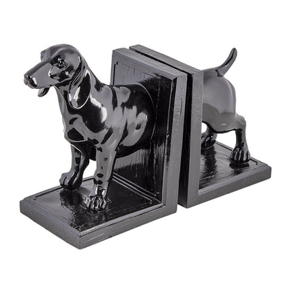 Boekensteunen set van 2 hond 25x9x15 cm zwart polyresin