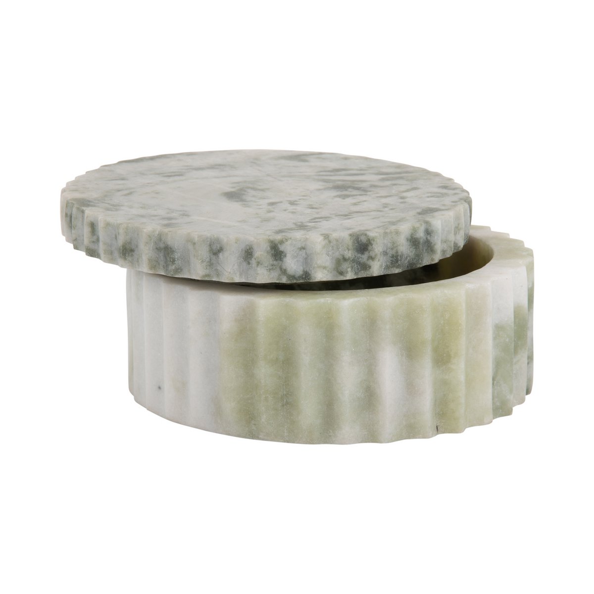 Kom met deksel marmer groen 15x6x15 cm