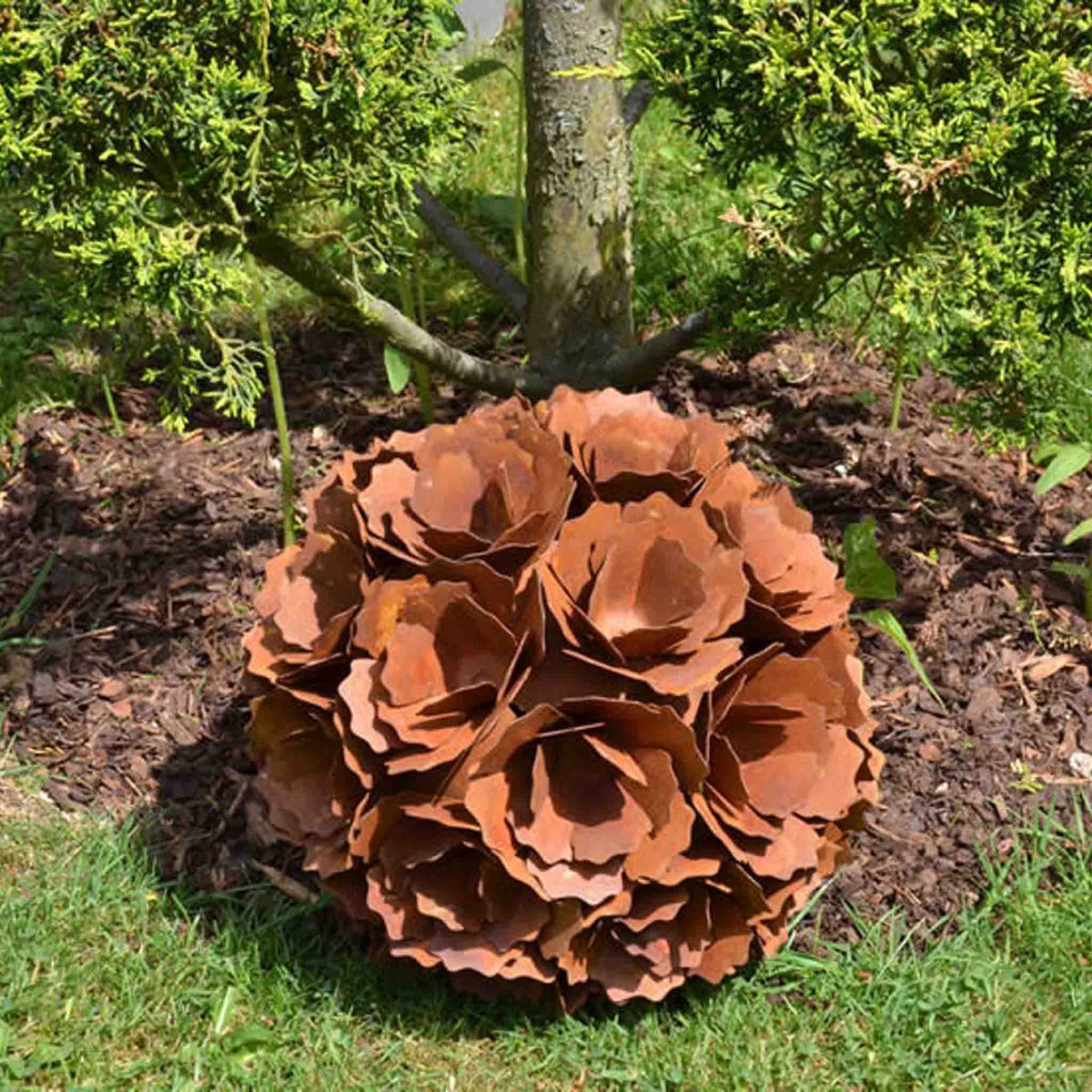 Decoratieve bal metaal 30 cm oranje