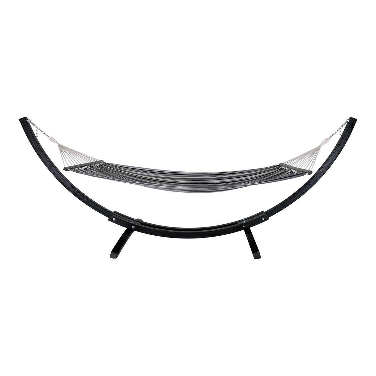 Hangmat grijs zwart met lariks frame 320x120x120 cm
