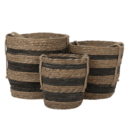 Opbergmand set van 3 Ø 33x33 cm bruin zeegras