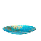 Decoratieve coupe 39.5x39.5x6.5 cm blauw goud glas