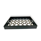 Black Wooden Glass Serving Tray With Mediterranean Flair Elegant