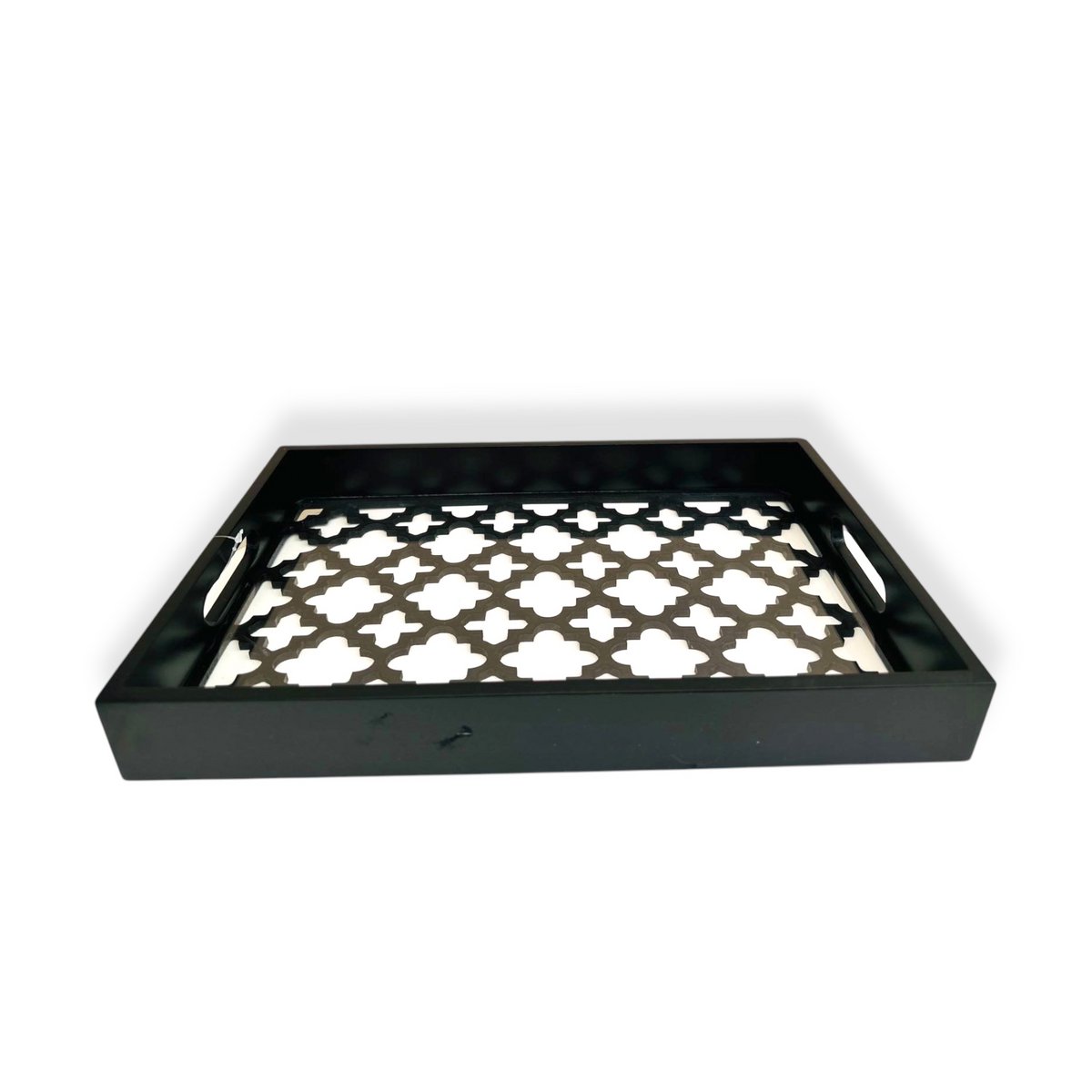 Dienblad hout glas zwart 40x30 cm