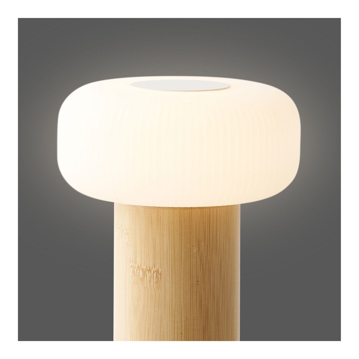 Tafellamp bamboe metaal PE oplaadbaar naturel wit 13,5x13,5x18 cm