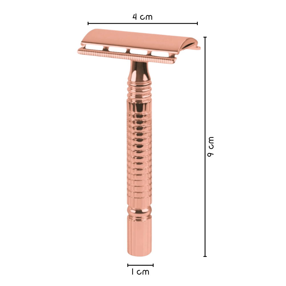 Scheerset safety razor roze goud 10 mesjes