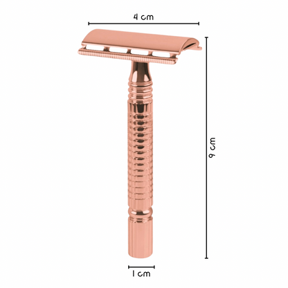 Scheerset safety razor roze goud 10 mesjes
