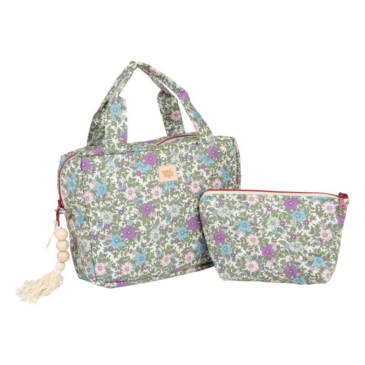 Make-up tasjes set 26x20x7 cm en 23x17 cm katoen