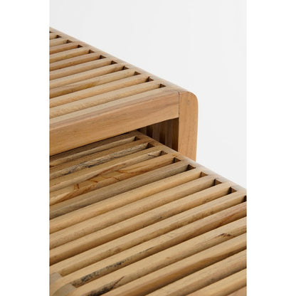 Bijzettafel set 3 gerecycled hout bruin