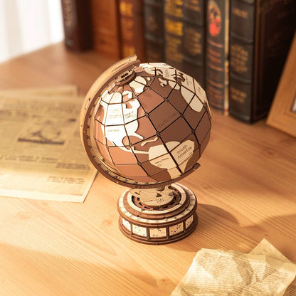 Houten 3D puzzel globe 16,2x14,6x23,4 cm