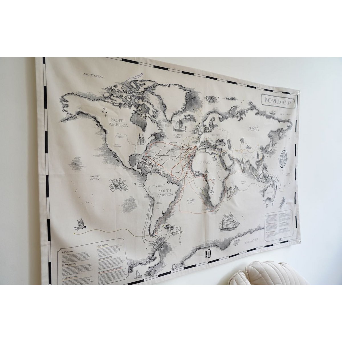 Wereldkaart kinderen 142x89 cm katoen