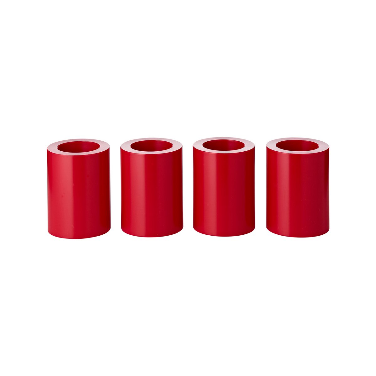 Theelichthouder 4 stuks rood Ø 6 cm H 8 cm kunststof