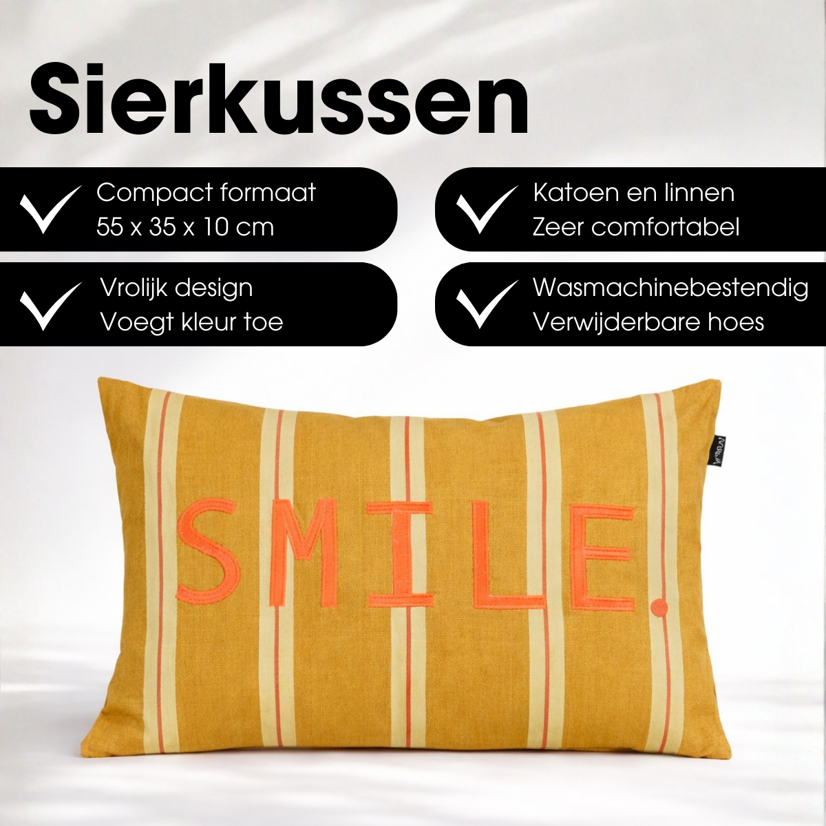 Sierkussen 55x35x10 cm katoen bruin