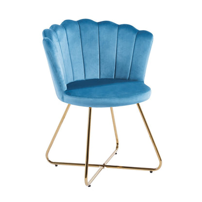 Kuipstoelen set van 2 blauw fluweel goud frame