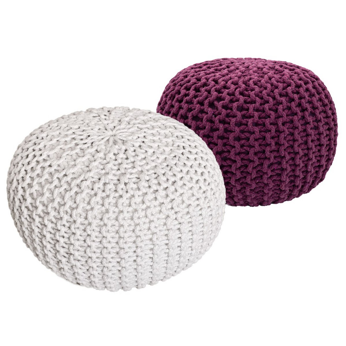 Poef set 2 stuks Ø55x37 cm grofgebreid