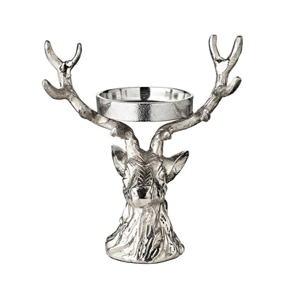 Kandelaar hert 20 cm aluminium zilver