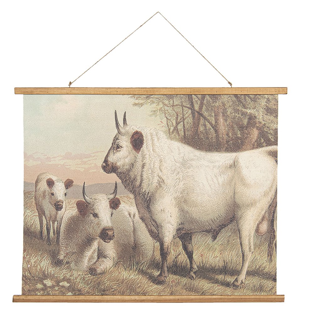 Wall hanging 100x75 cm Brown Linen Cow Wall Hanging