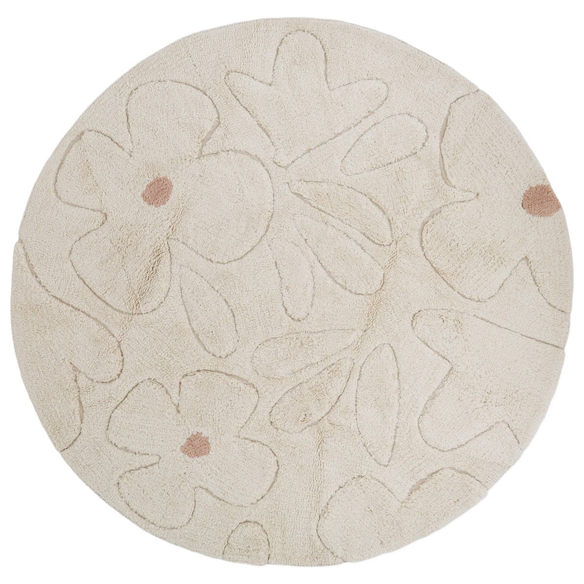 Nursery rug washable cotton flower flora flora flora round