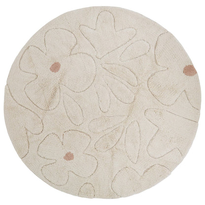 Nursery rug washable cotton flower flora flora flora round