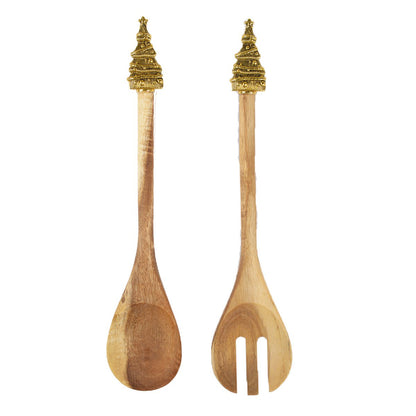 Saladecouverts acacia hout goud 30 cm