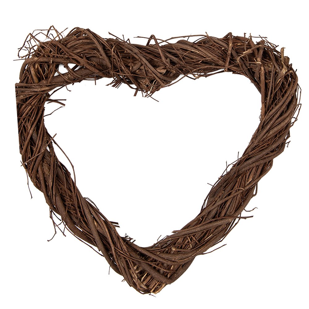 Decoratiekrans hart 20x20x3 cm bruin rotan